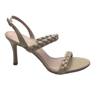 NWOB Kate Spade Saffron Braided Leather Slingback Almond Toe Warm Stone Heel 9.5